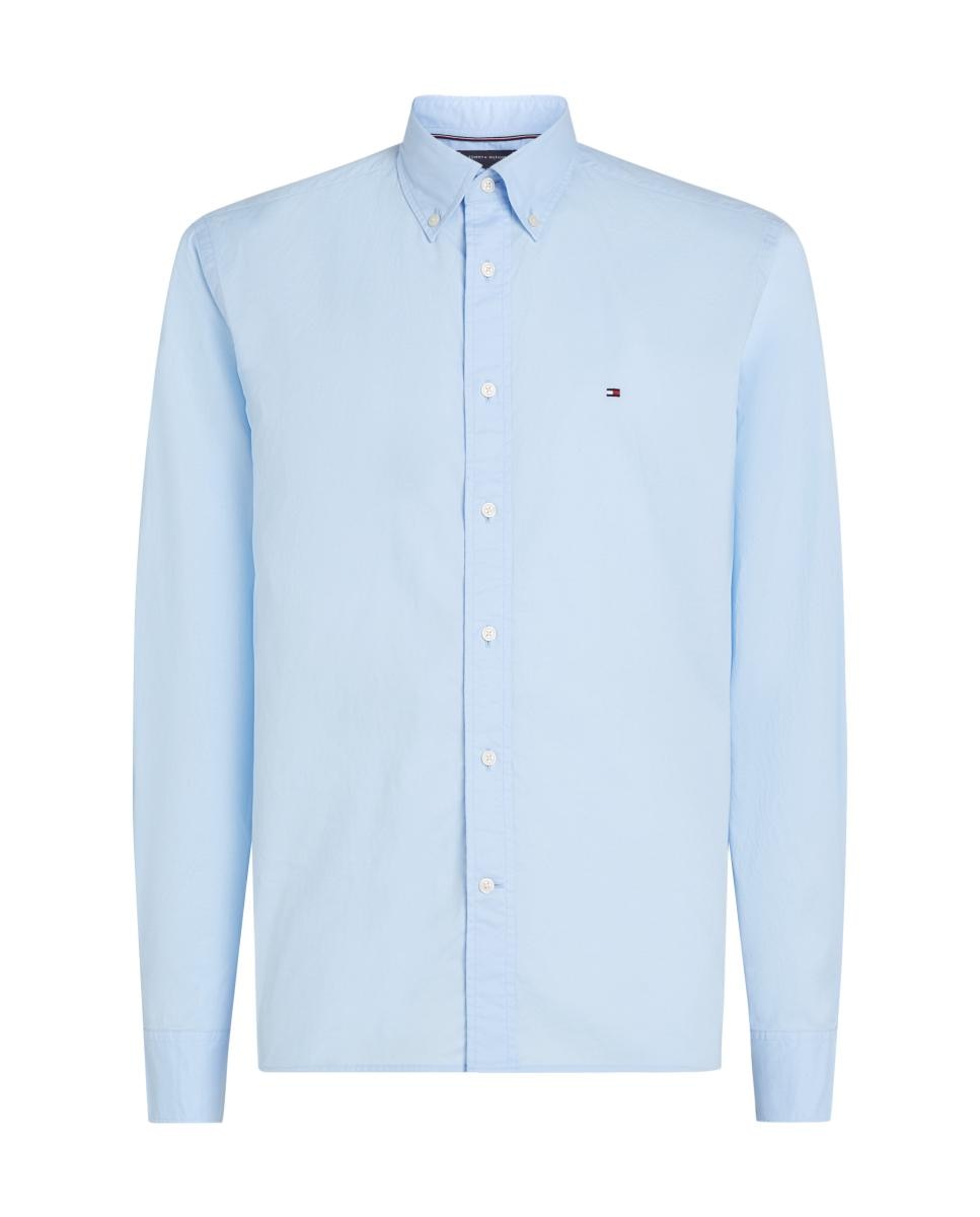Camisa de Popelina com Manga Comprida Tamanhos Grandes Azul-claro-4