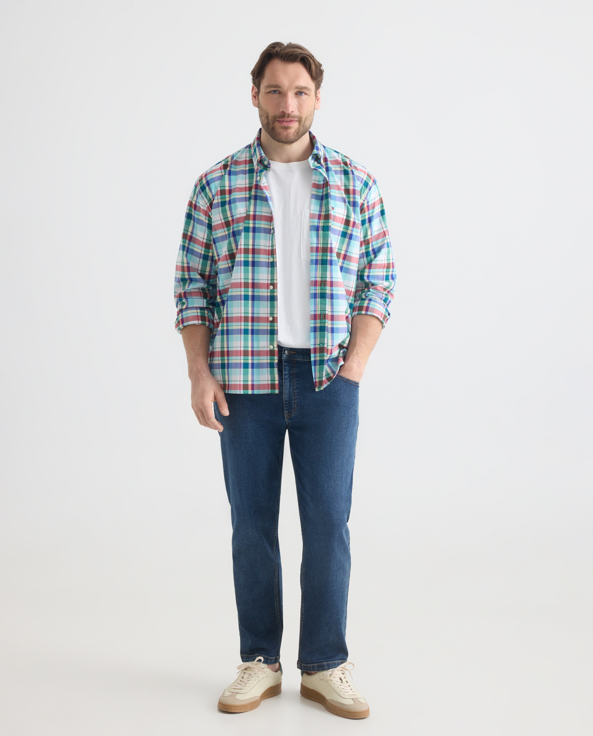 Camisa de Popelina com Manga Comprida Tamanhos Grandes Multicolor-2