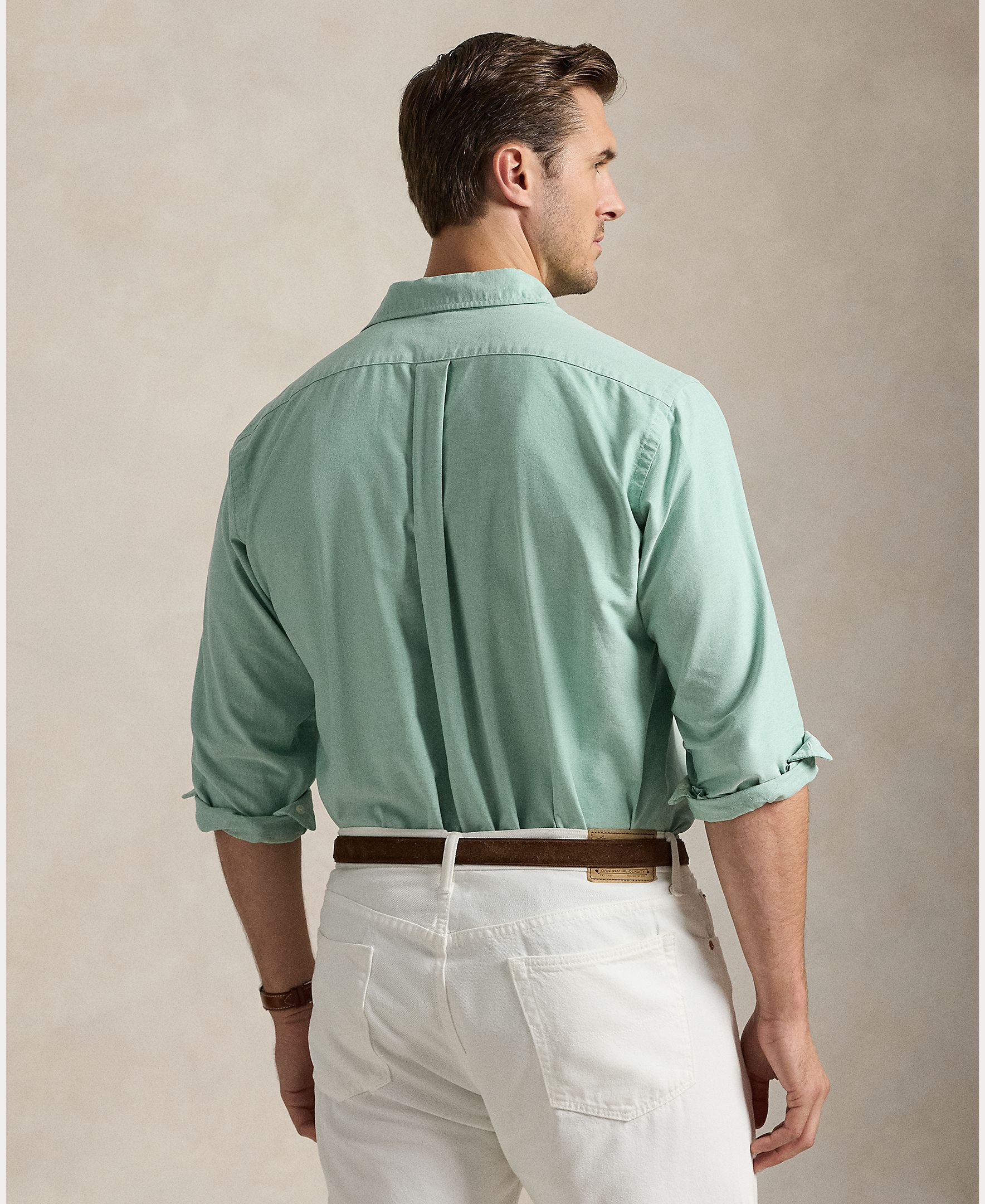 Camisa Oxford de Algodão Tamanhos Grandes Verde Água-3