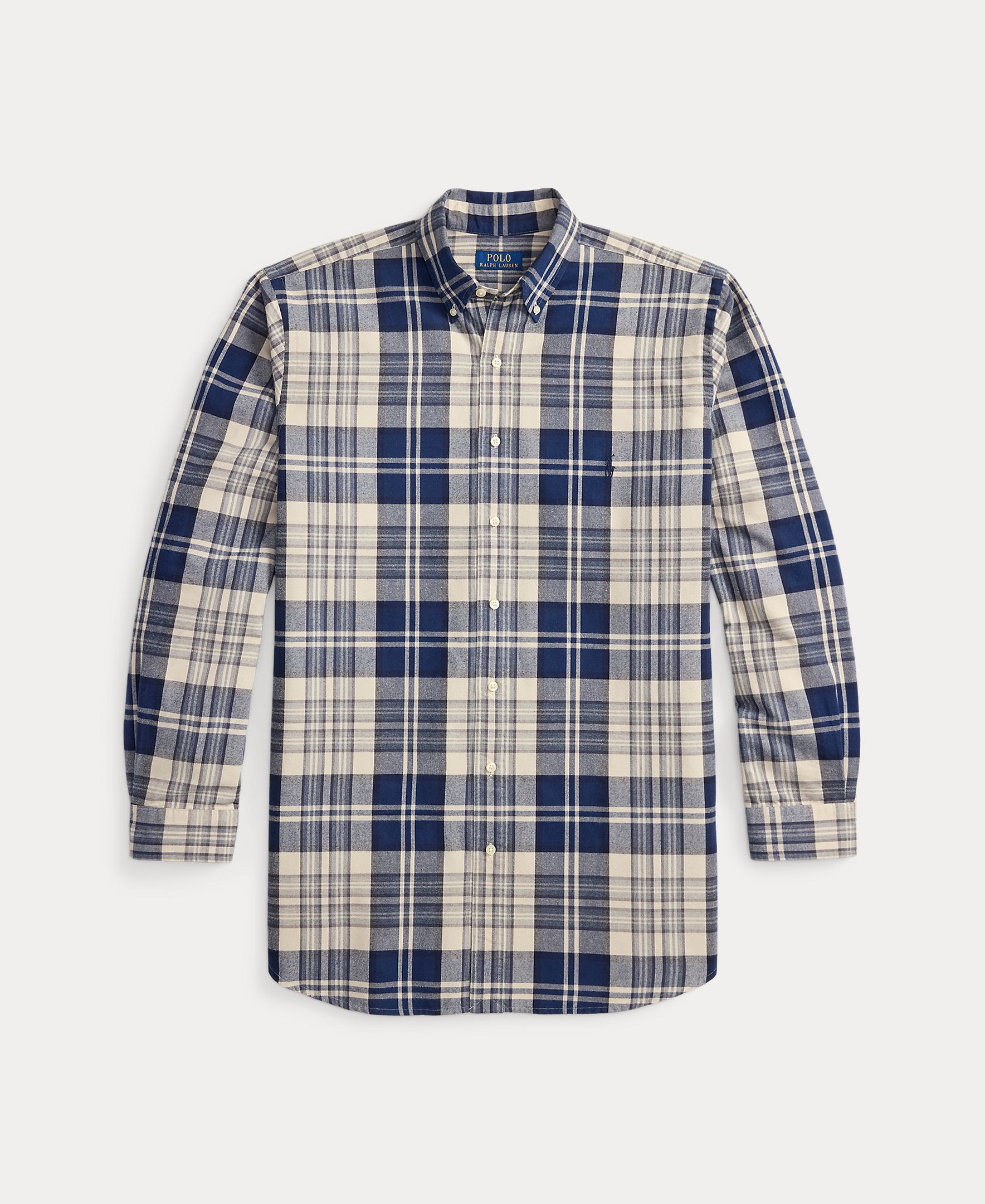 Camisa Oxford Classic Fit Tamanhos Grandes Azul / Bege-5