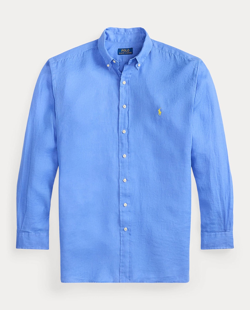 Camisa de Linho Classic Fit Azul Céu-5