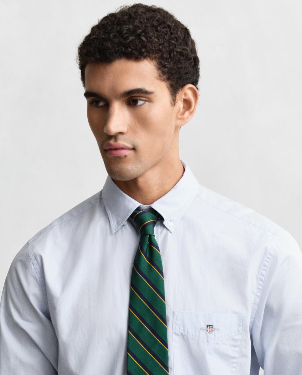 Camisa Regular Tamanhos Grandes com Manga Comprida Azul-3