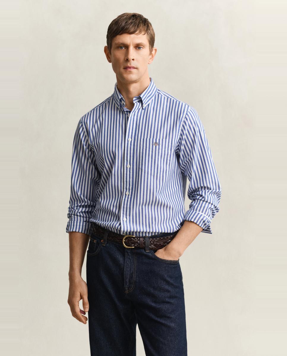 Gant - Camisa de hombre tallas gandes de manga larga con diseño de rayas.