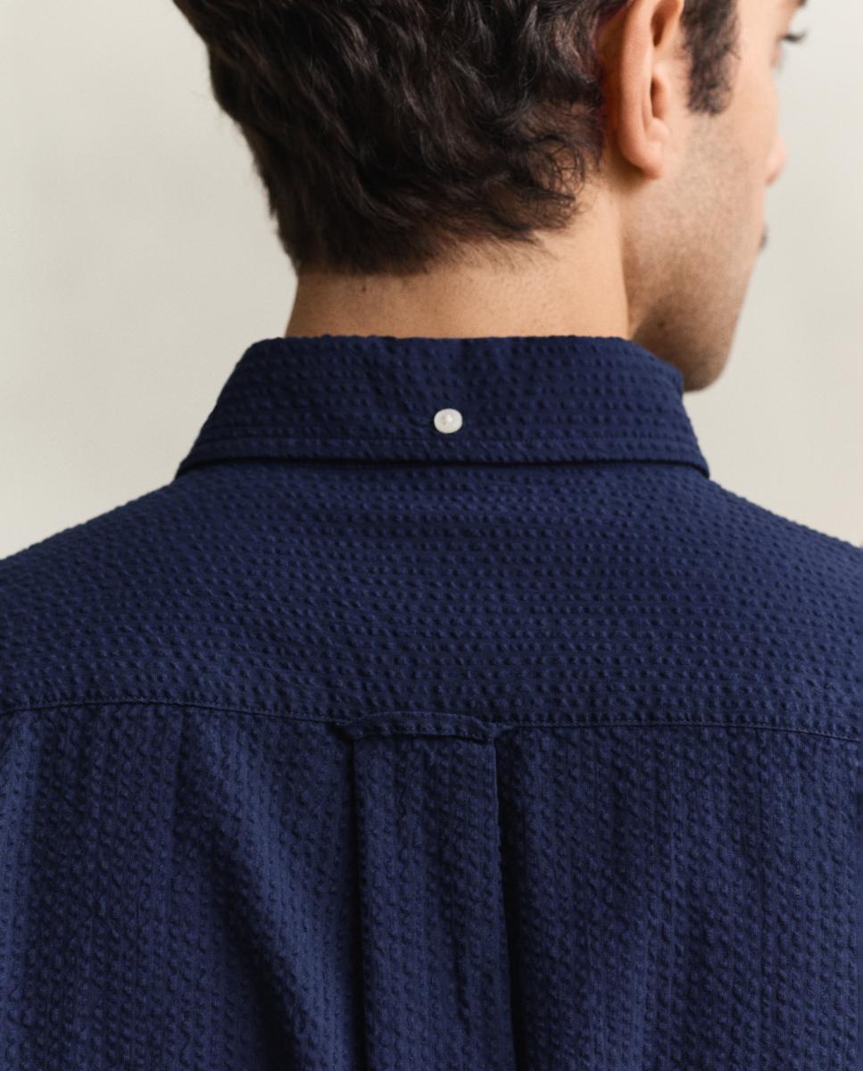 Camisa Regular de Algodão Tamanhos Grandes Azul-3