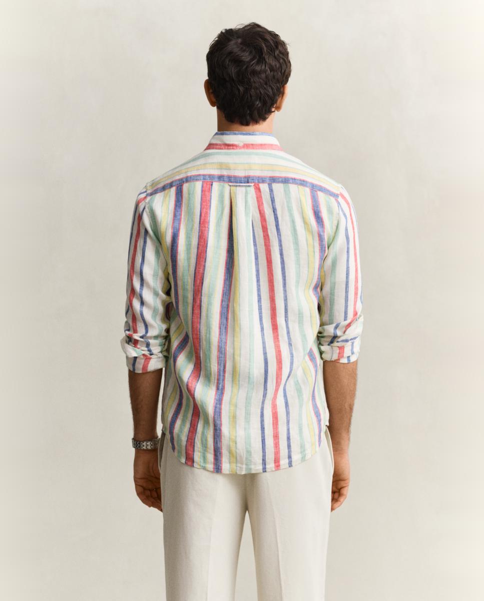 Camisa Tamanhos Grandes de Manga Comprida com Desenho às Riscas Multicolor-2