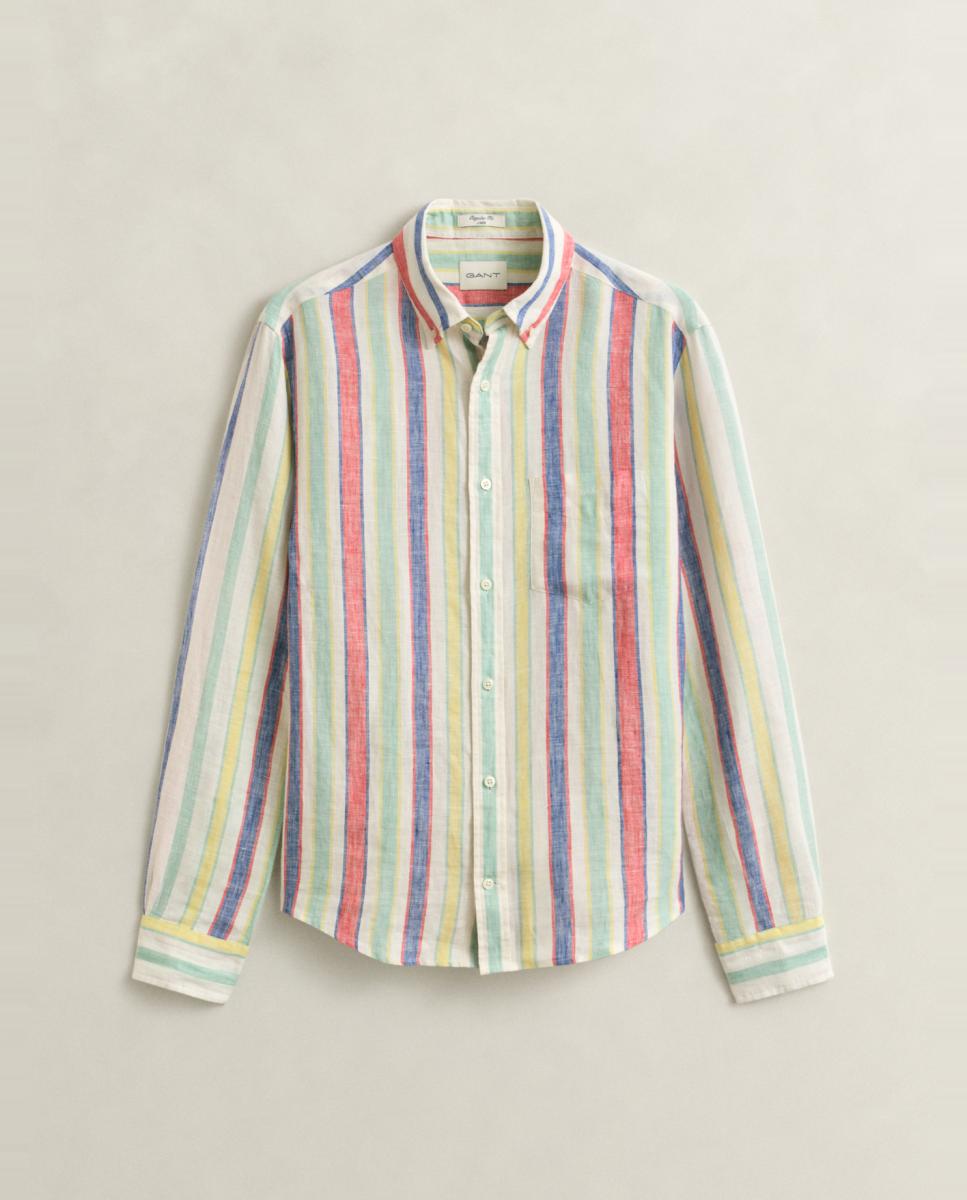 Camisa Tamanhos Grandes de Manga Comprida com Desenho às Riscas Multicolor-4