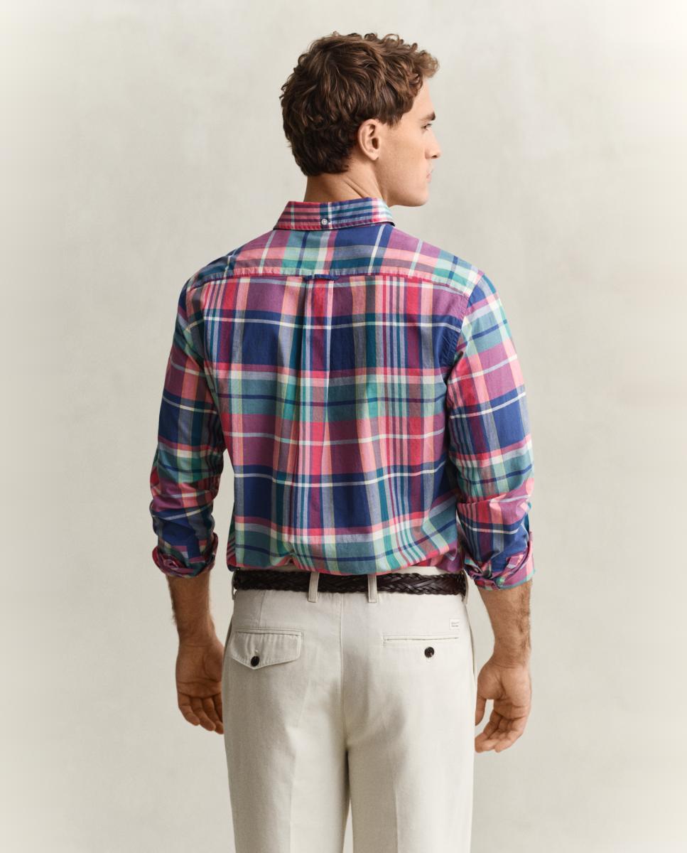 Camisa com Desenho aos Quadrados e Corte Regular Tamanhos Grandes Vermelho-2