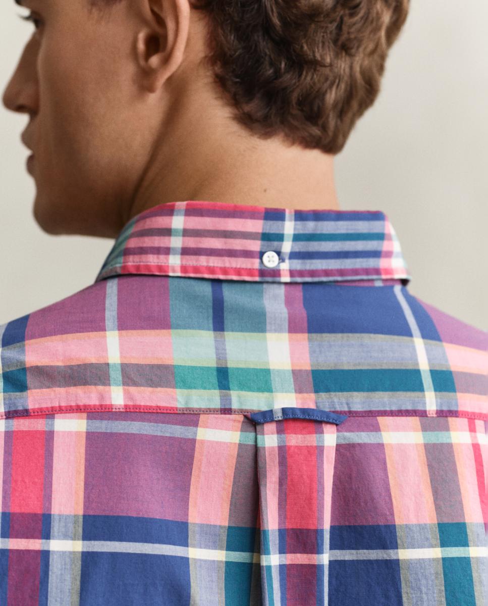 Camisa com Desenho aos Quadrados e Corte Regular Tamanhos Grandes Vermelho-3