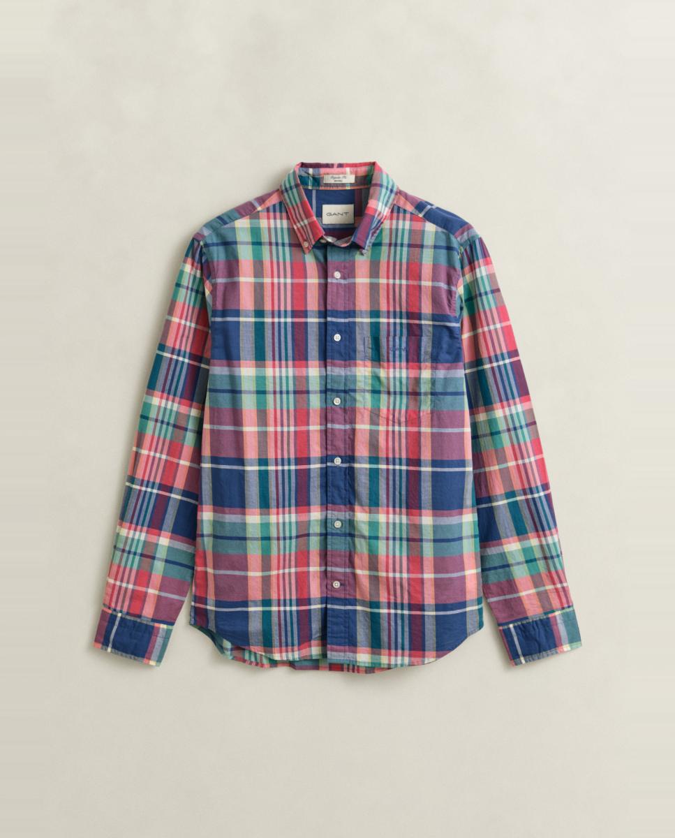 Camisa com Desenho aos Quadrados e Corte Regular Tamanhos Grandes Vermelho-4