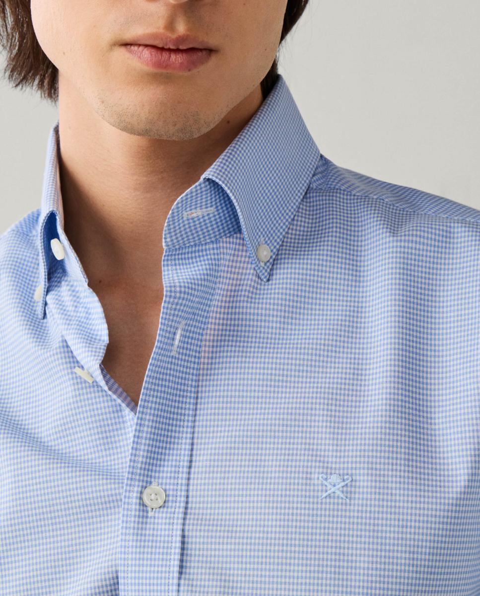 Camisa Classic Fit aos Quadrados Vichy Tamanhos Grandes Azul-claro-3