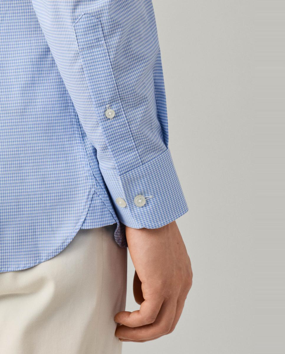 Camisa Classic Fit aos Quadrados Vichy Tamanhos Grandes Azul-claro-4