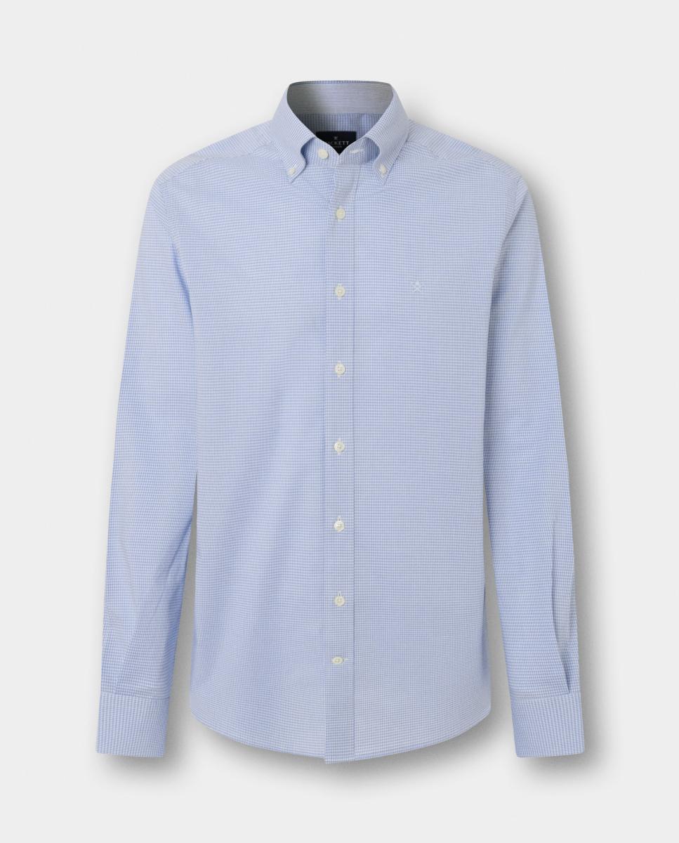 Camisa Classic Fit aos Quadrados Vichy Tamanhos Grandes Azul-claro-5