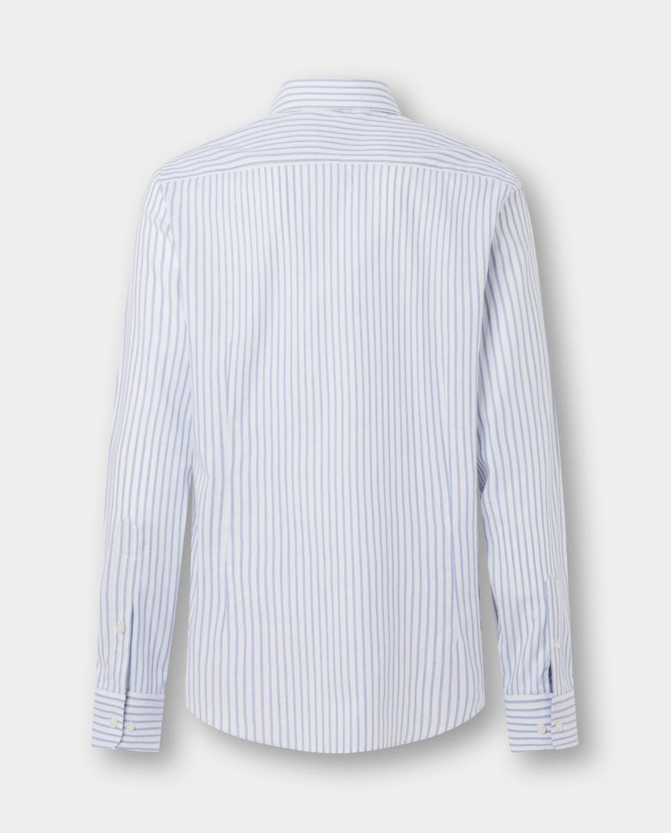 Camisa Classic Fit às Riscas Largas Tamanhos Grandes Azul-claro-2