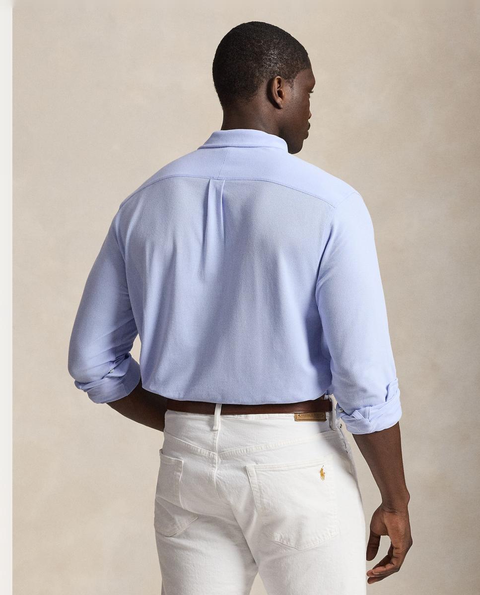 Camisa de Homem de Piqué Ultraligeiro, Tamanhos Grandes Azul pálido-3