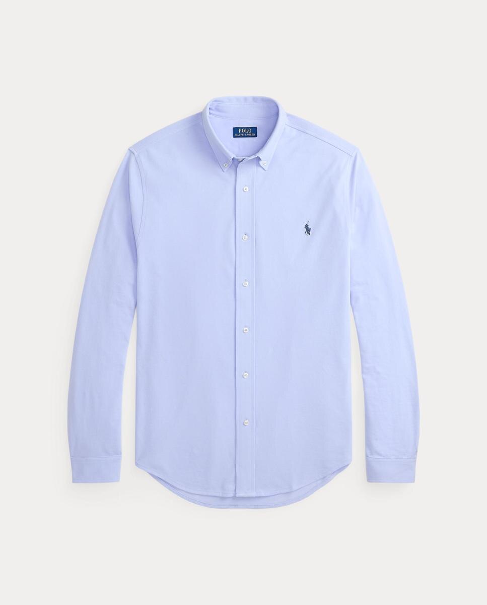 Camisa de Homem de Piqué Ultraligeiro, Tamanhos Grandes Azul pálido-6