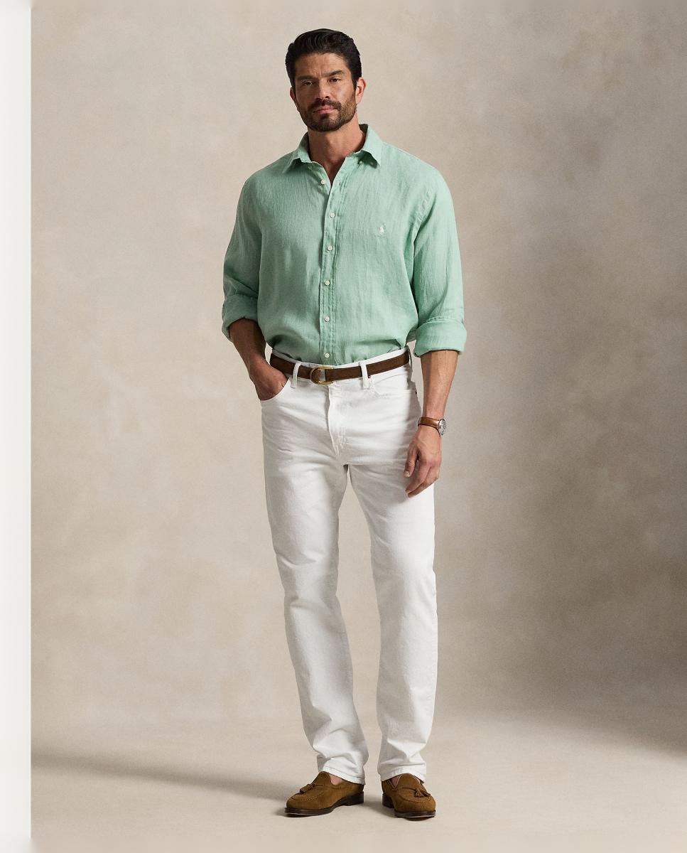 Camisa de Linho Classic Fit Tamanhos Grandes Verde-menta-7