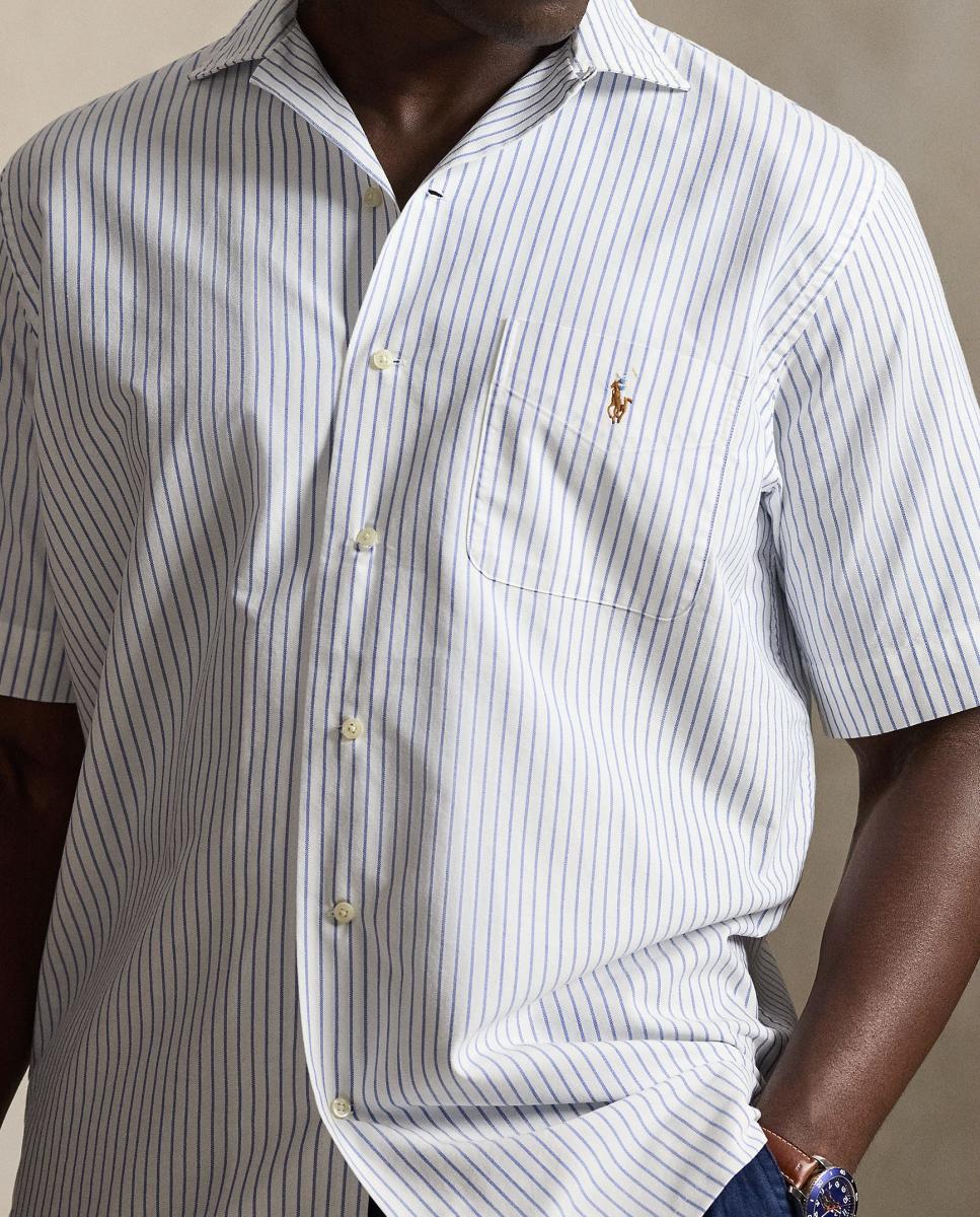 Camisa de Manga Curta com Bolso Tamanhos Grandes Azul Royal-3
