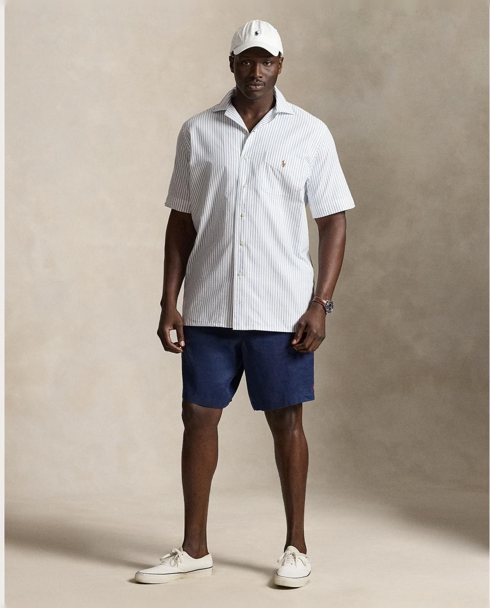 Camisa de Manga Curta com Bolso Tamanhos Grandes Azul Royal-5