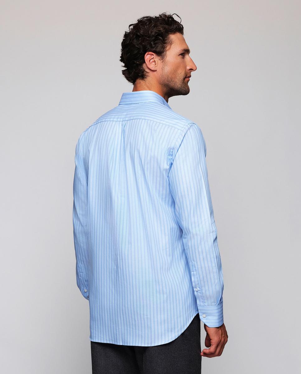 Camisa casual de hombre manga larga rayas Tallas Grandes - Mirto - Azul claro Azul claro-2