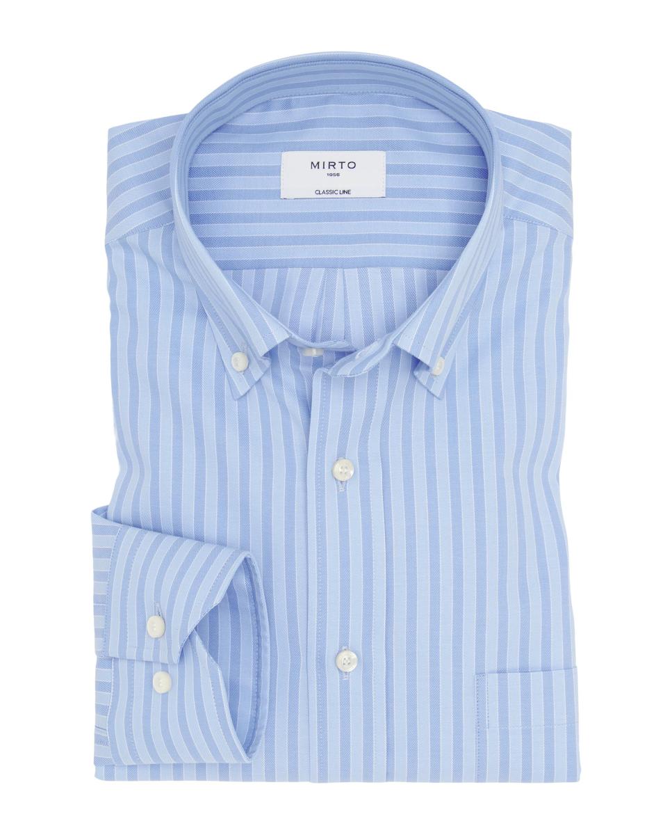 Camisa casual de hombre manga larga rayas Tallas Grandes - Mirto - Azul claro Azul claro-3