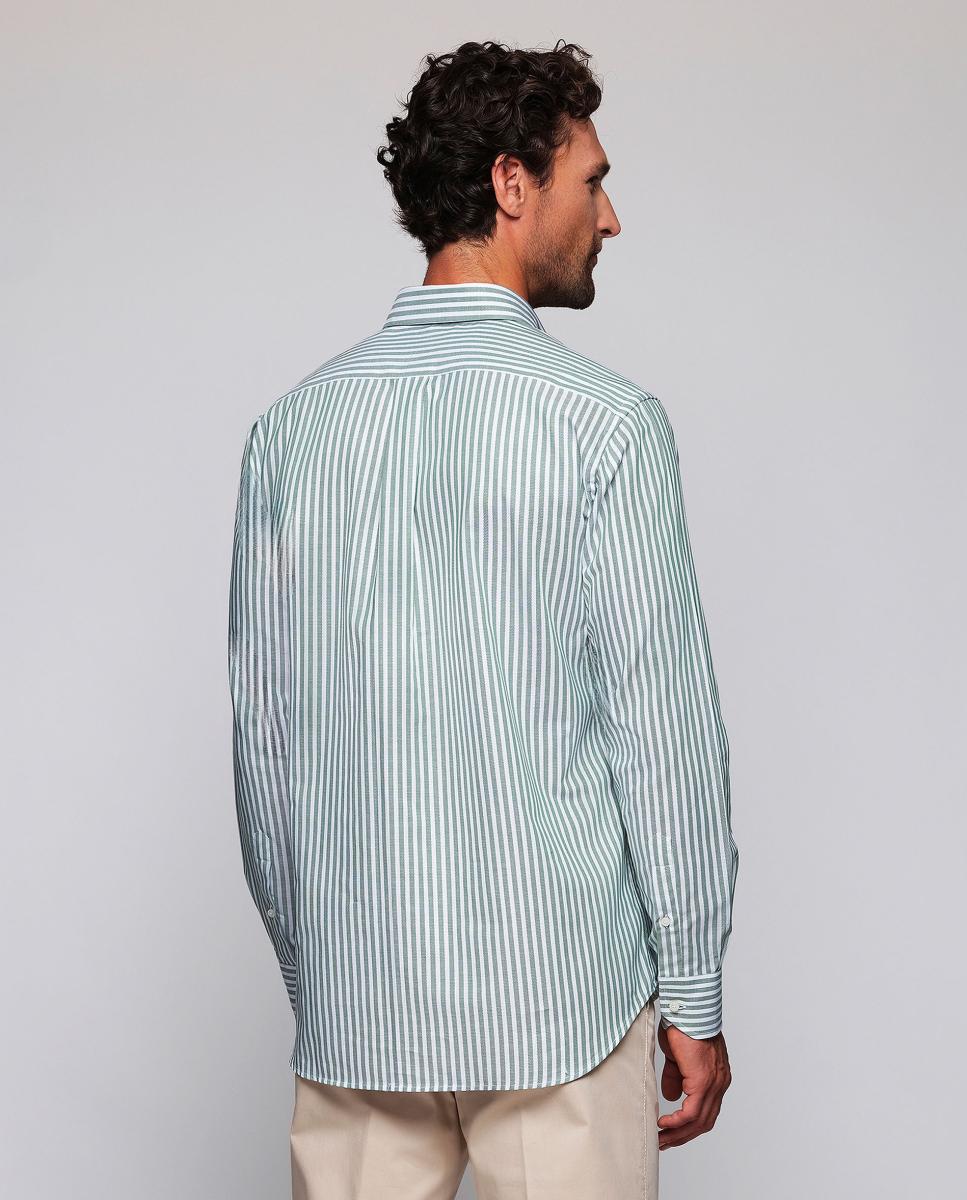 Camisa casual de hombre rayas cuello con botones Tallas Grandes - Mirto - Verde Verde-2