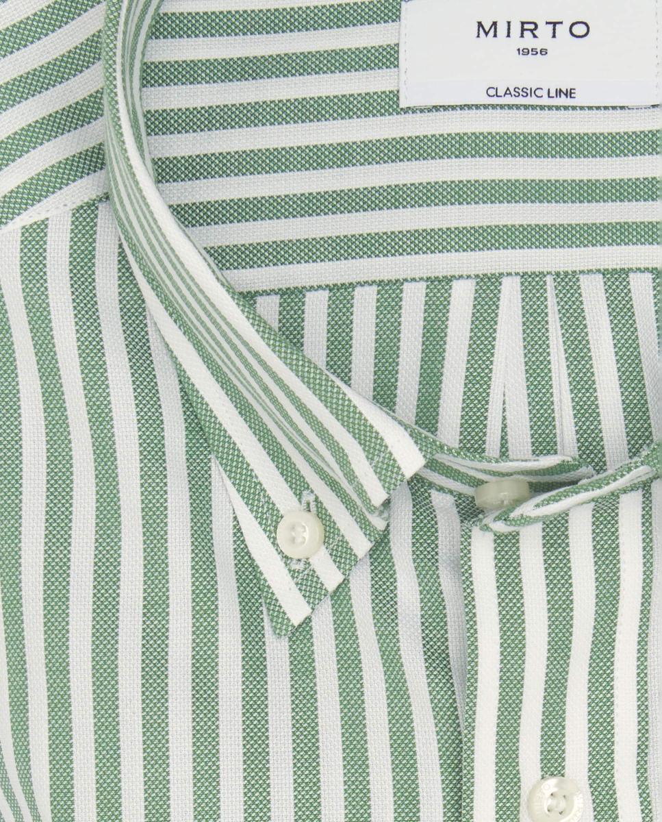 Camisa casual de hombre rayas cuello con botones Tallas Grandes - Mirto - Verde Verde-4