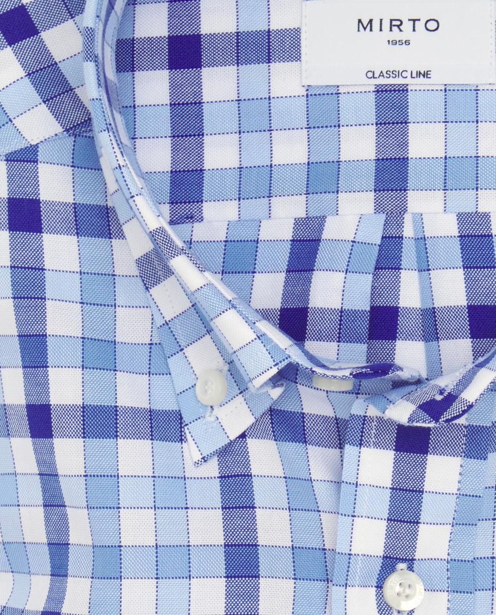 Camisa casual de hombre cuadros cuello con botones Tallas Grandes - Mirto - Azul Azul-3