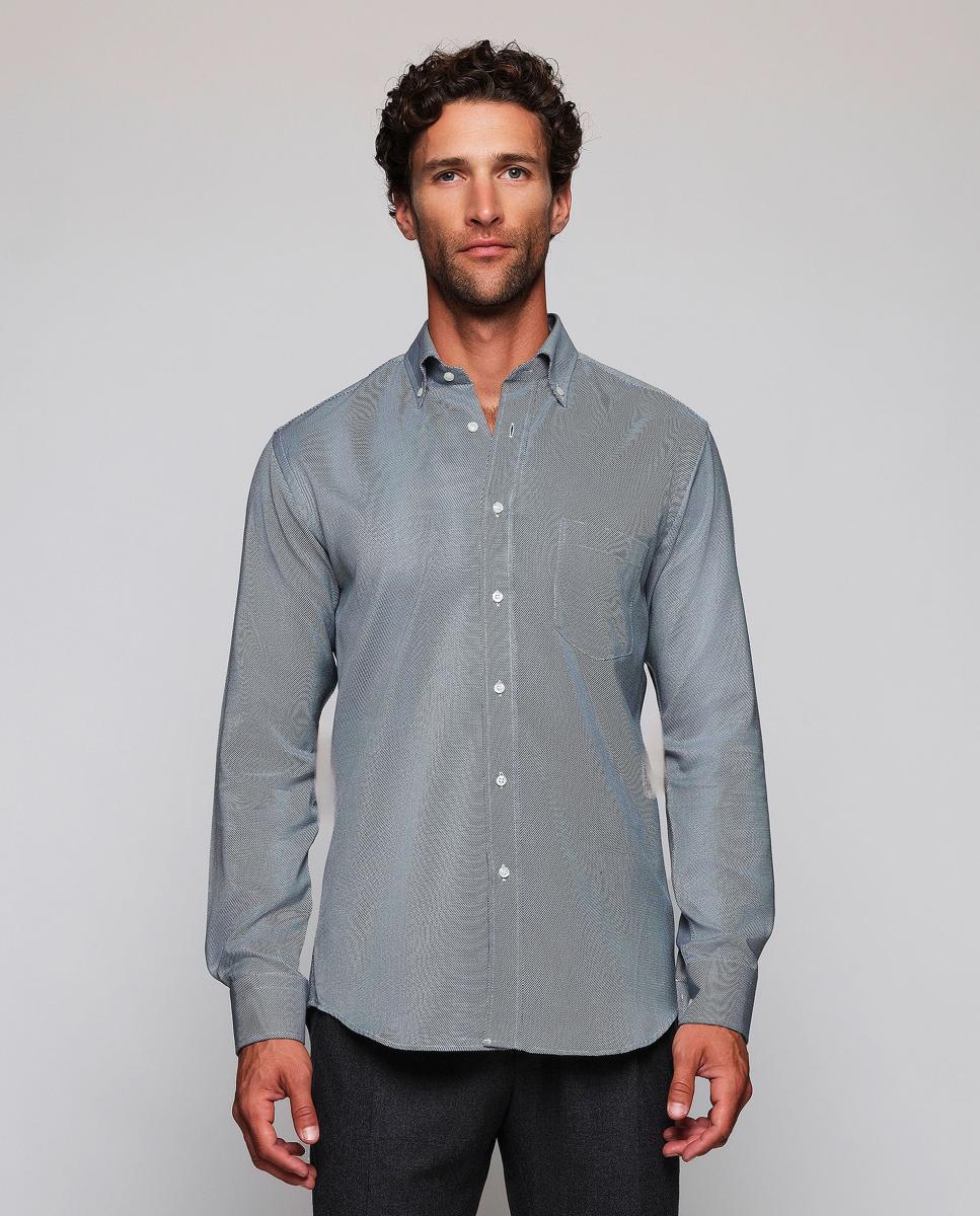 Camisa casual de hombre cuello con botones Tallas Grandes - Mirto - Verde oscuro Verde oscuro-1