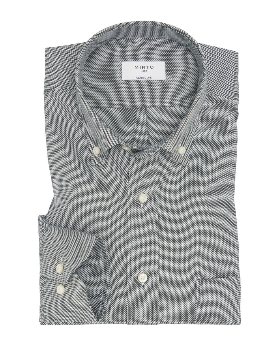 Camisa casual de hombre cuello con botones Tallas Grandes - Mirto - Verde oscuro Verde oscuro-3