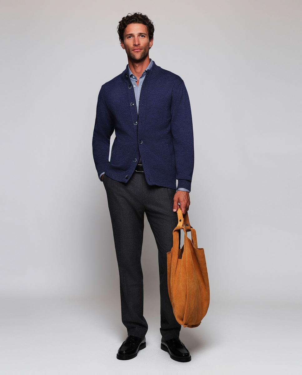 Camisa casual de hombre cuello con botones Tallas Grandes - Mirto - Azul marino Azul marino-5