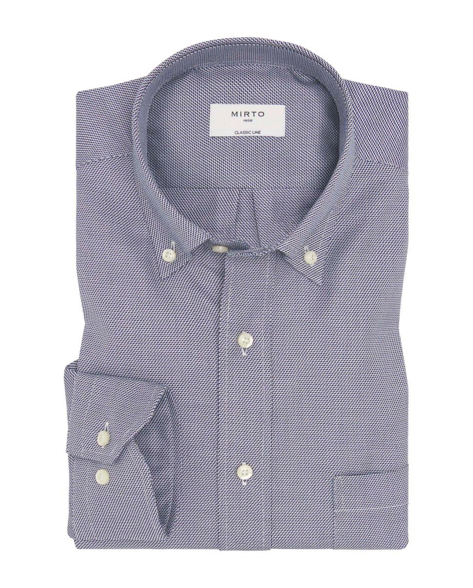 Camisa casual de hombre cuello con botones Tallas Grandes - Mirto - Azul marino Azul marino-3