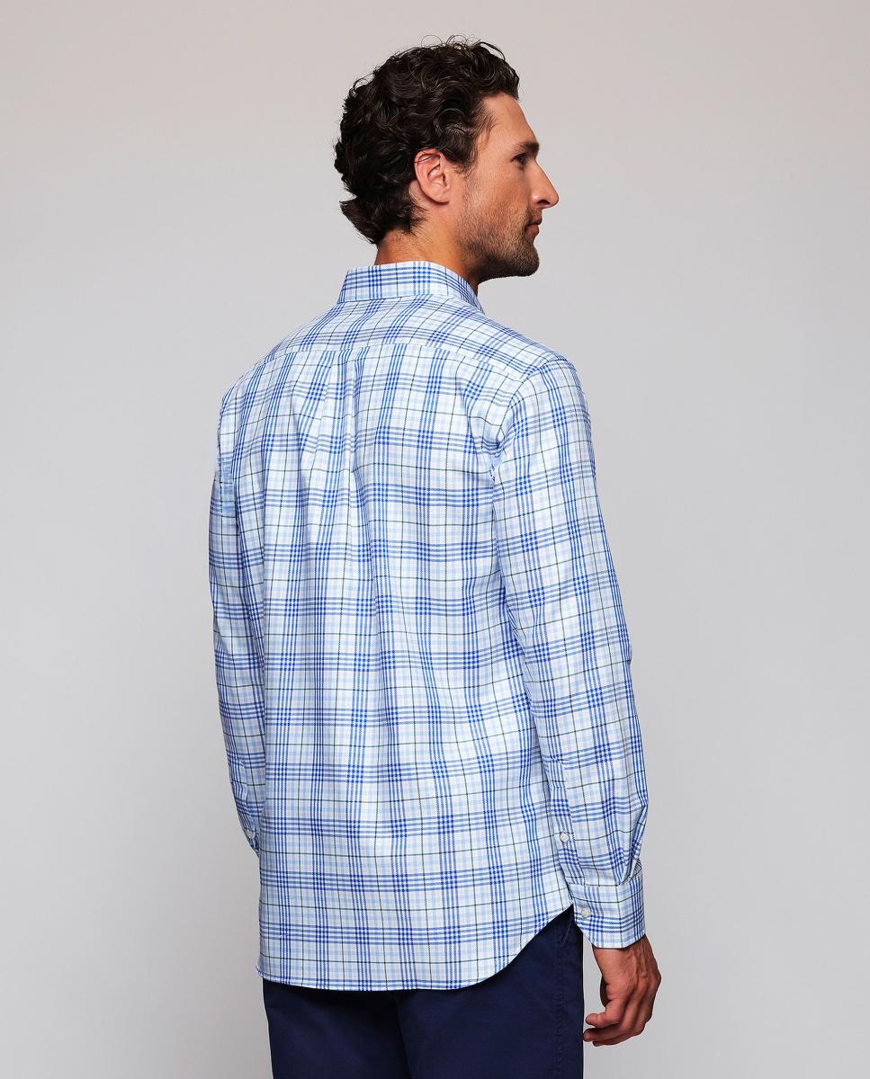 Camisa casual de hombre cuadros cuello con botones Tallas Grandes - Mirto - Azul Azul-2