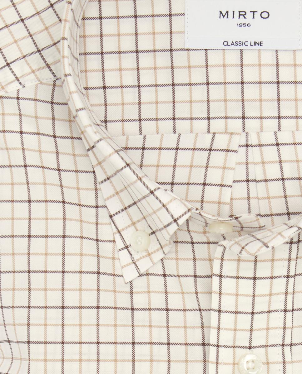 Camisa casual de hombre cuadros cuello con botones Tallas Grandes - Mirto - Camel Camel-4