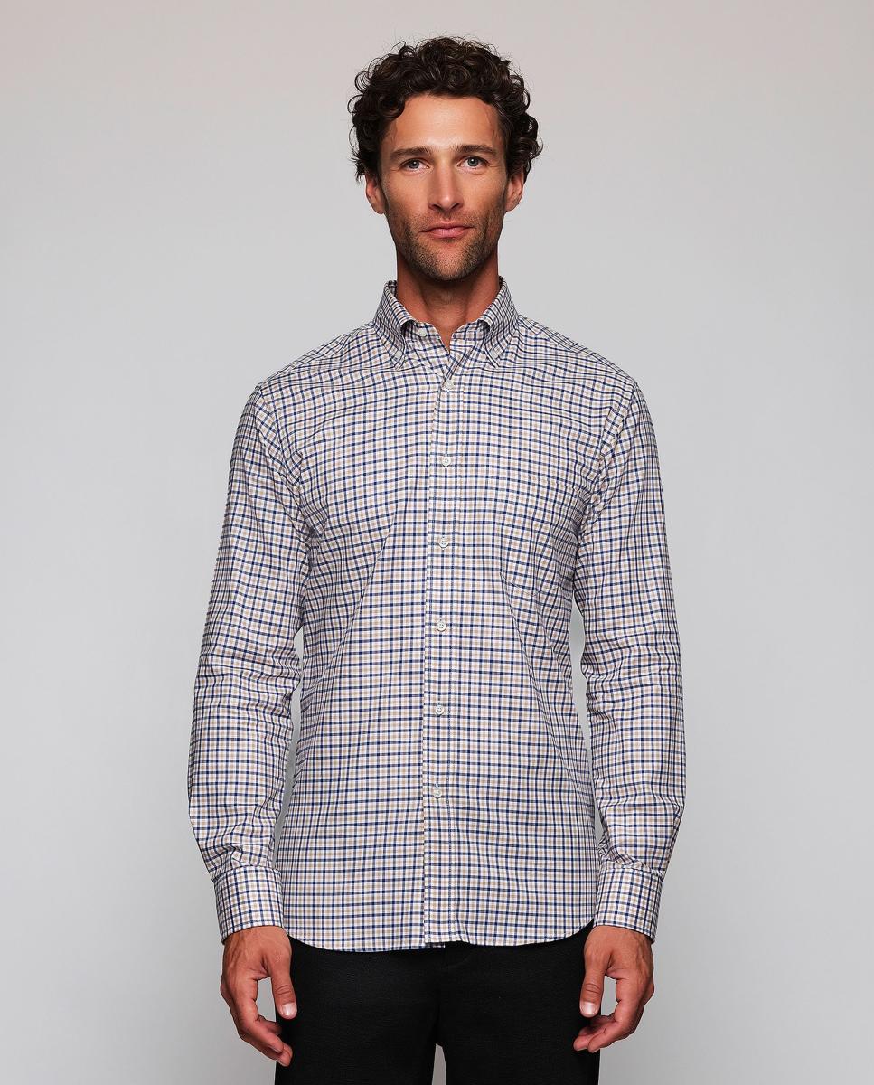 Camisa casual de hombre cuadros cuello con botones Tallas Grandes - Mirto - Azul marino Azul marino-1