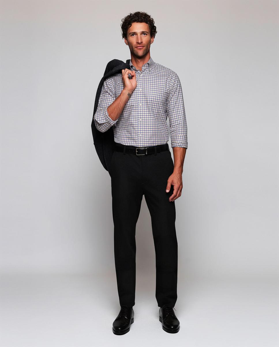 Camisa casual de hombre cuadros cuello con botones Tallas Grandes - Mirto - Azul marino Azul marino-5