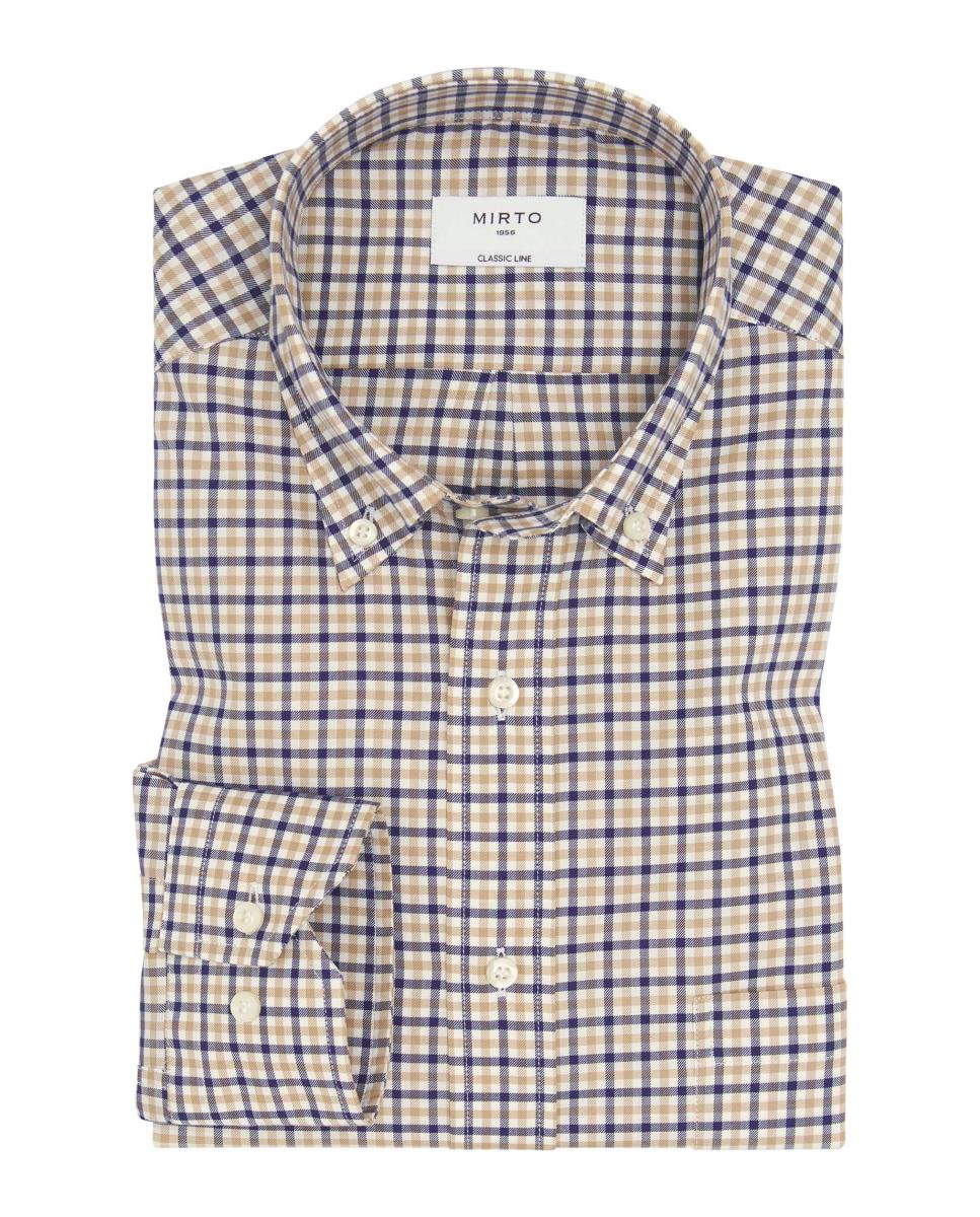 Camisa casual de hombre cuadros cuello con botones Tallas Grandes - Mirto - Azul marino Azul marino-3