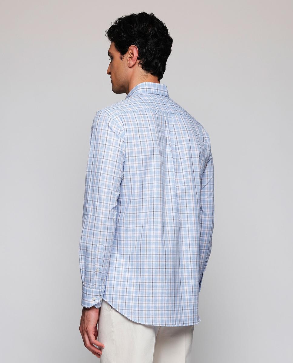 Camisa casual de hombre cuadros cuello con botones Tallas Grandes - Mirto - Azul claro Azul claro-2