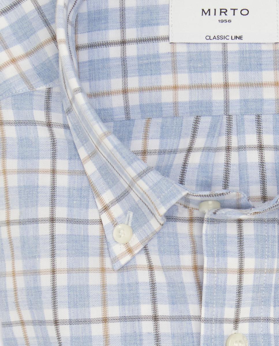 Camisa casual de hombre cuadros cuello con botones Tallas Grandes - Mirto - Azul claro Azul claro-4