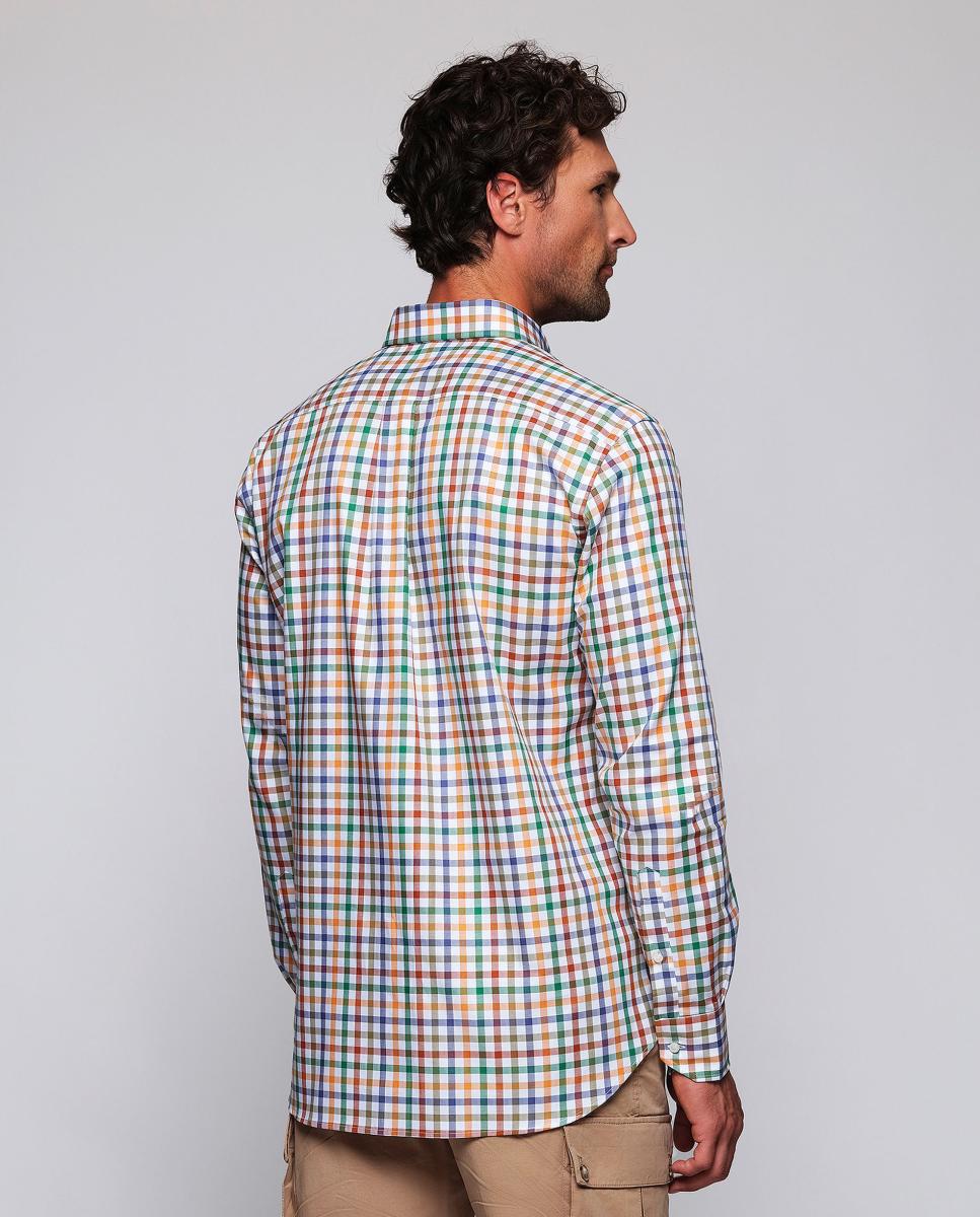 Camisa casual de hombre cuadros cuello con botones Tallas Grandes - Mirto - Camel Camel-2