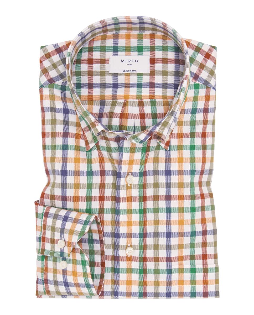 Camisa casual de hombre cuadros cuello con botones Tallas Grandes - Mirto - Camel Camel-3