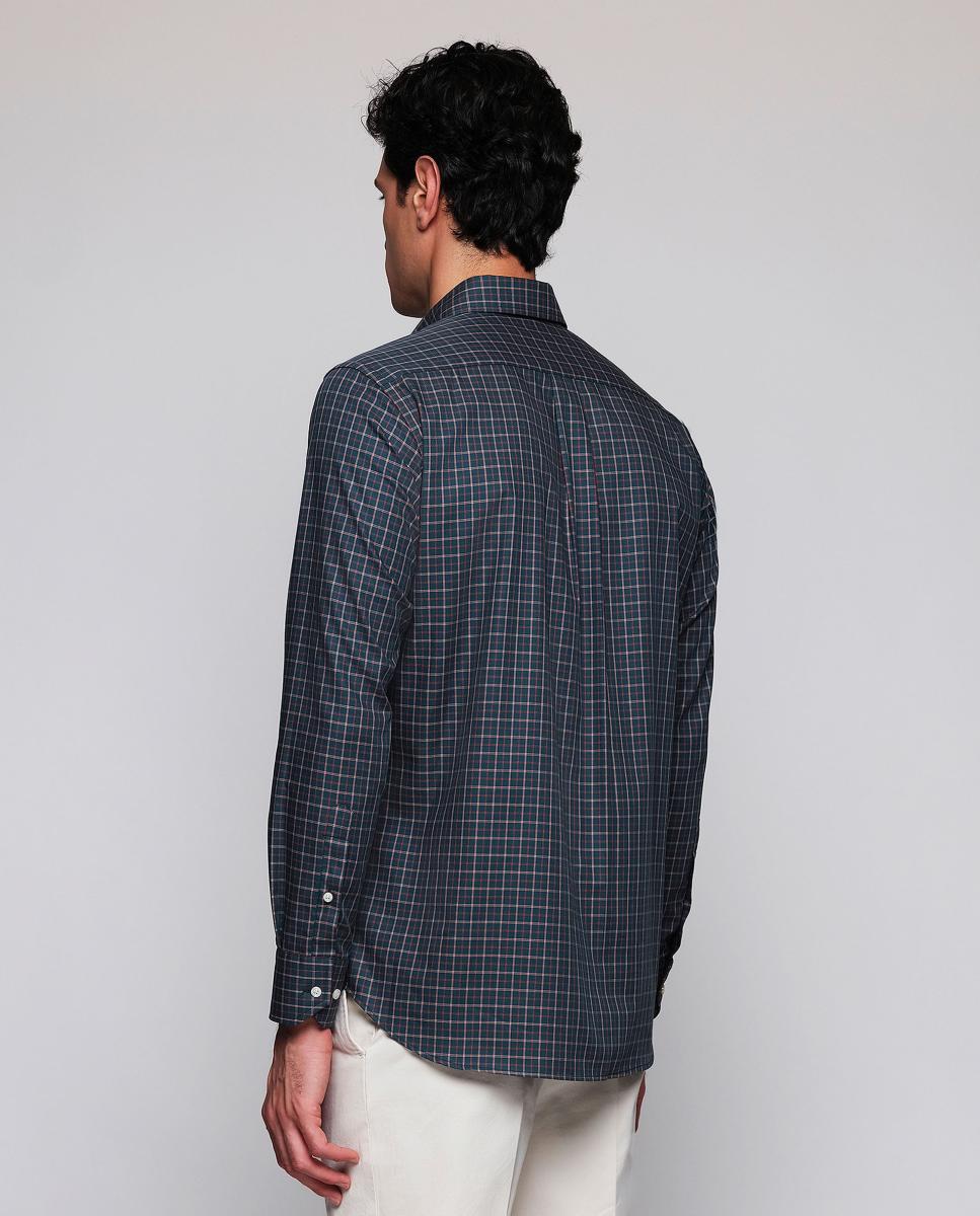 Camisa casual de hombre cuadros cuello con botones Tallas Grandes - Mirto - Verde oscuro Verde oscuro-2