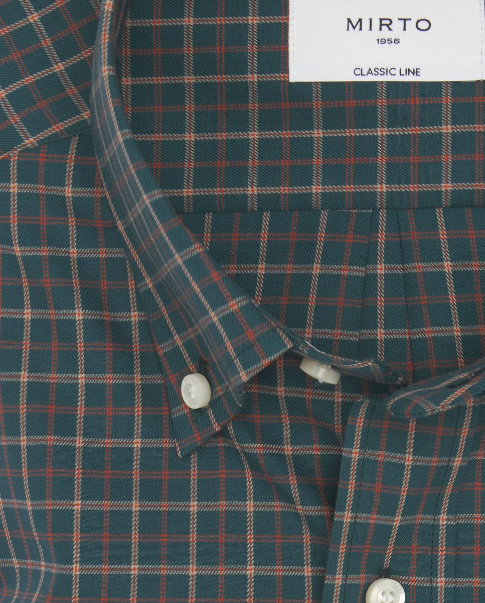 Camisa casual de hombre cuadros cuello con botones Tallas Grandes - Mirto - Verde oscuro Verde oscuro-4