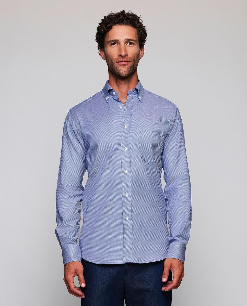 Camisa casual de hombre cuello con botones Tallas Grandes - Mirto - Azul marino Azul marino-1