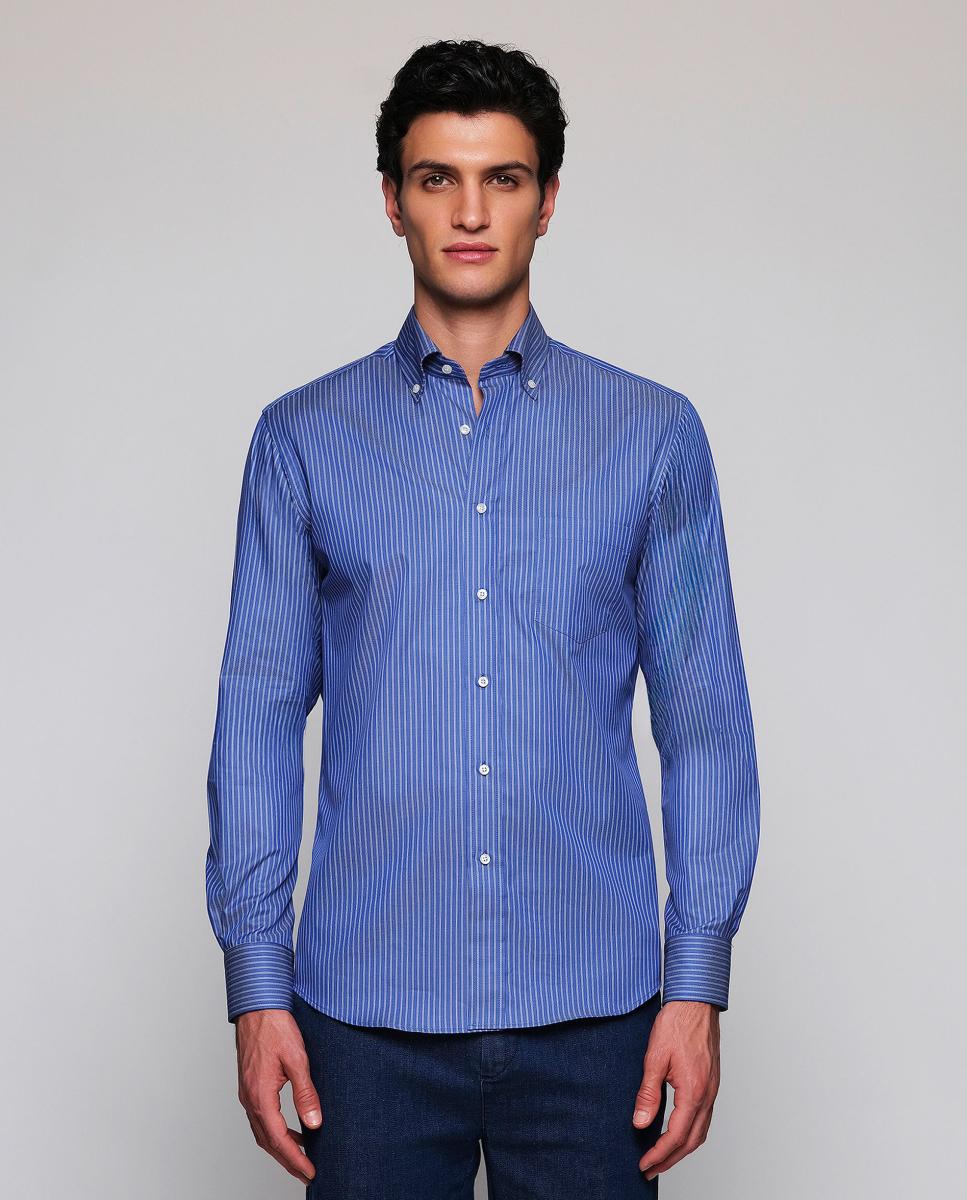 Imagen 0 de Camisa casual de hombre cuello con botones Tallas Grandes Azul marino