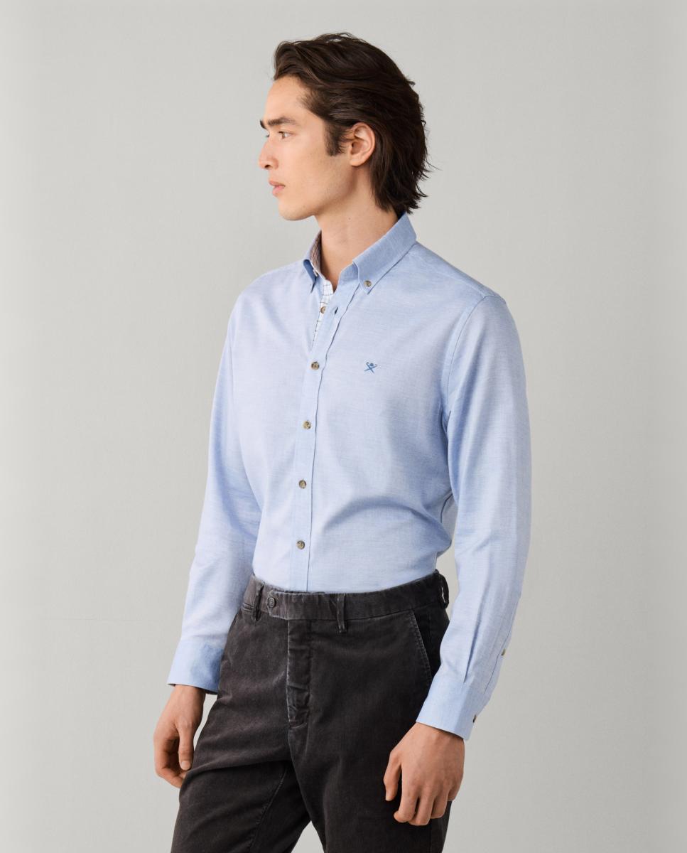 Imagen 1 de Camisa de hombre franela múltiples ribetes classic fit y logo tallas grandes. - Hackett - Azul claro Azul claro