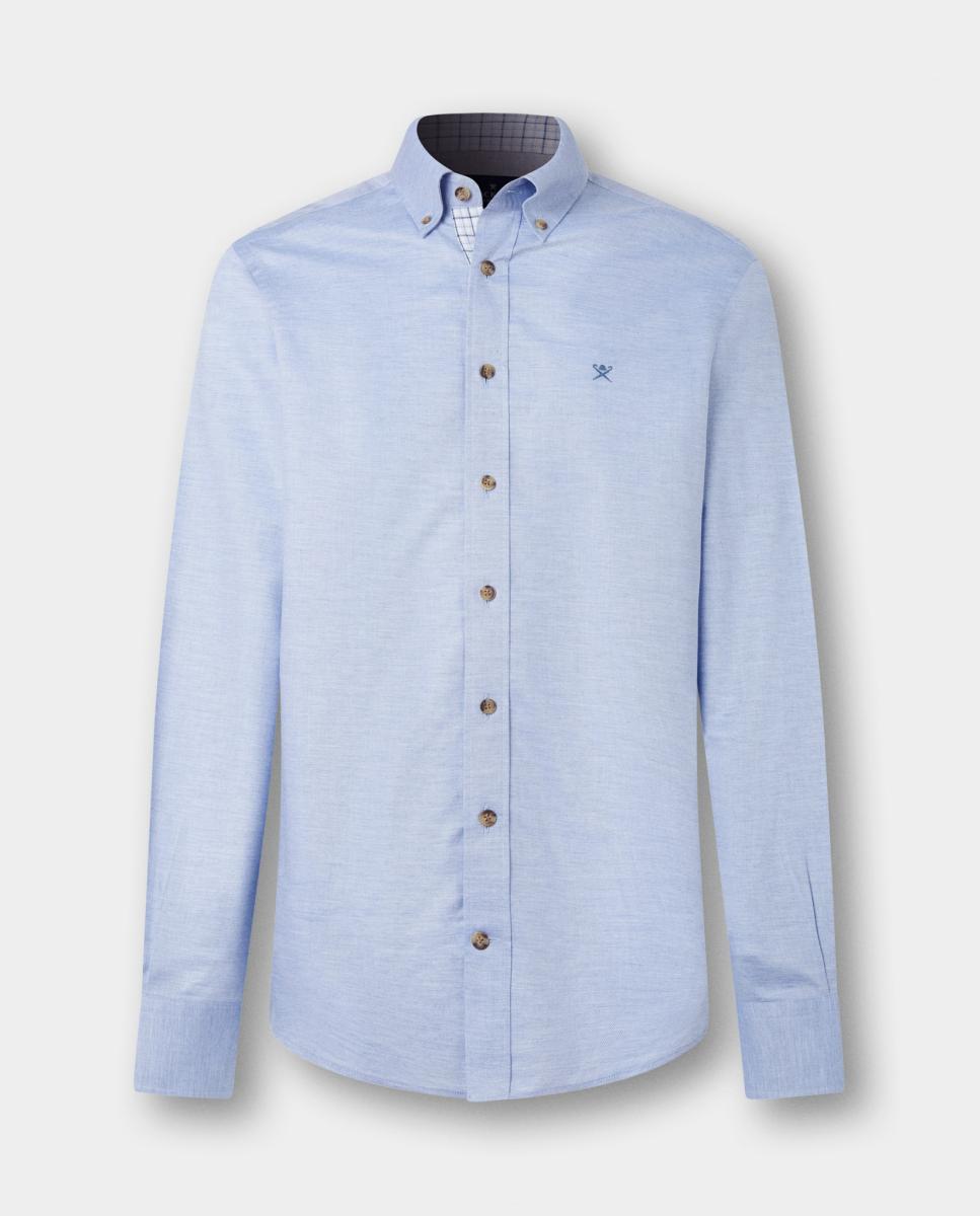 Imagen 6 de Camisa de hombre franela múltiples ribetes classic fit y logo tallas grandes. - Hackett - Azul claro Azul claro