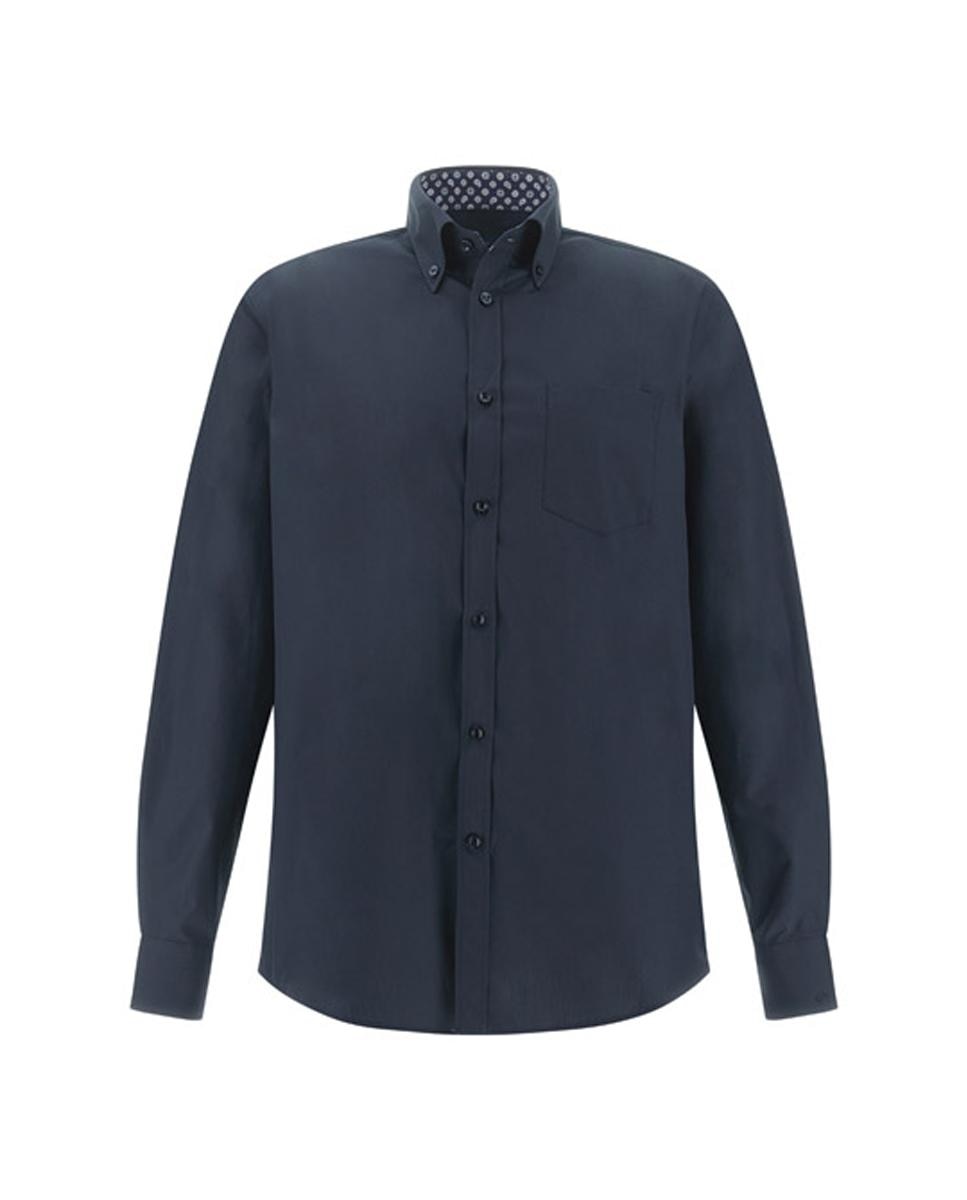 Camisa popelín de hombre regular fit con contrastes interiores microestampados tallas grandes - Paul & Shark - Azul Azul-1
