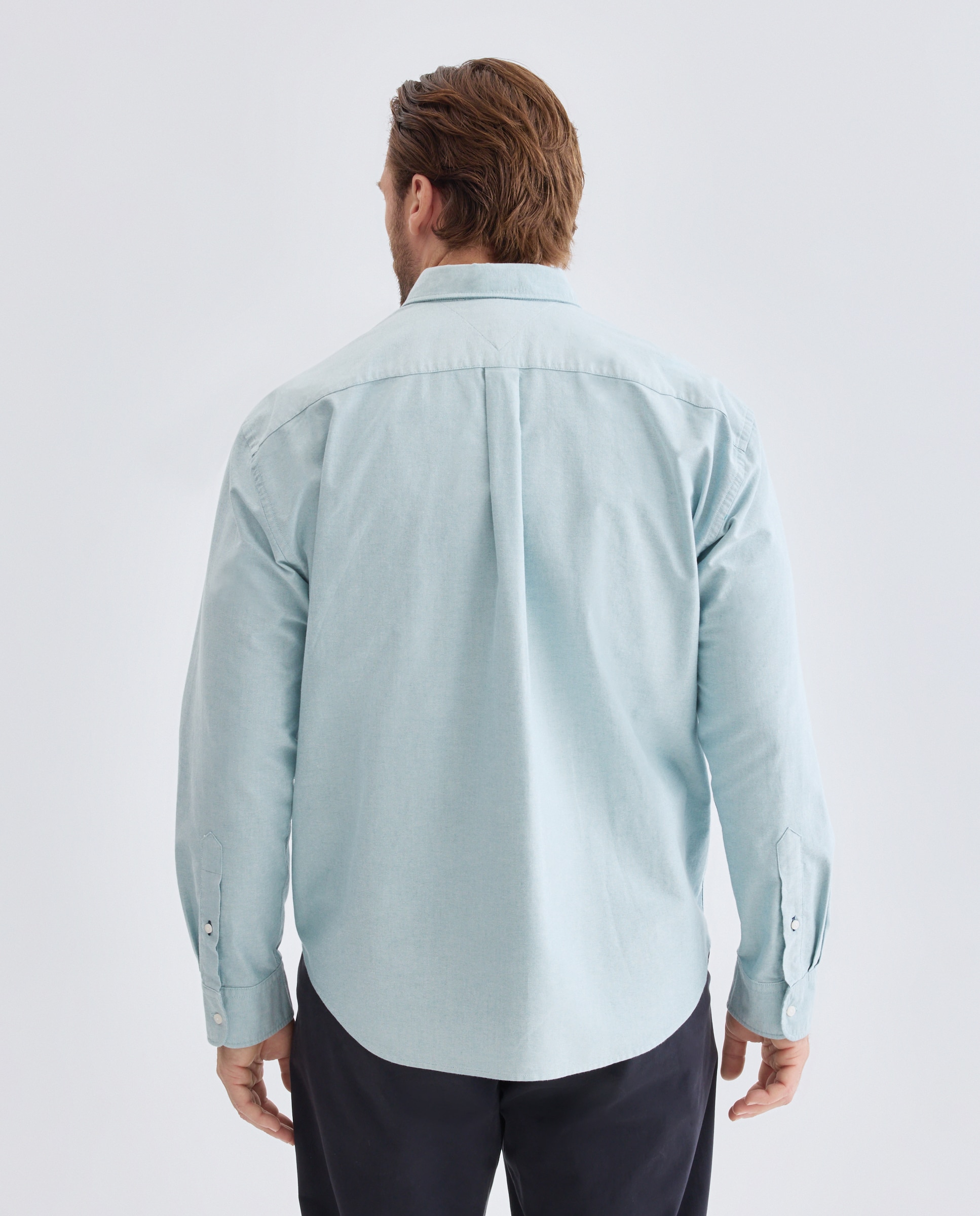 Imagen 3 de Camisa de hombre de manga larga lisa tipo Oxford tallas grandes - Tommy Hilfiger - Verde Verde