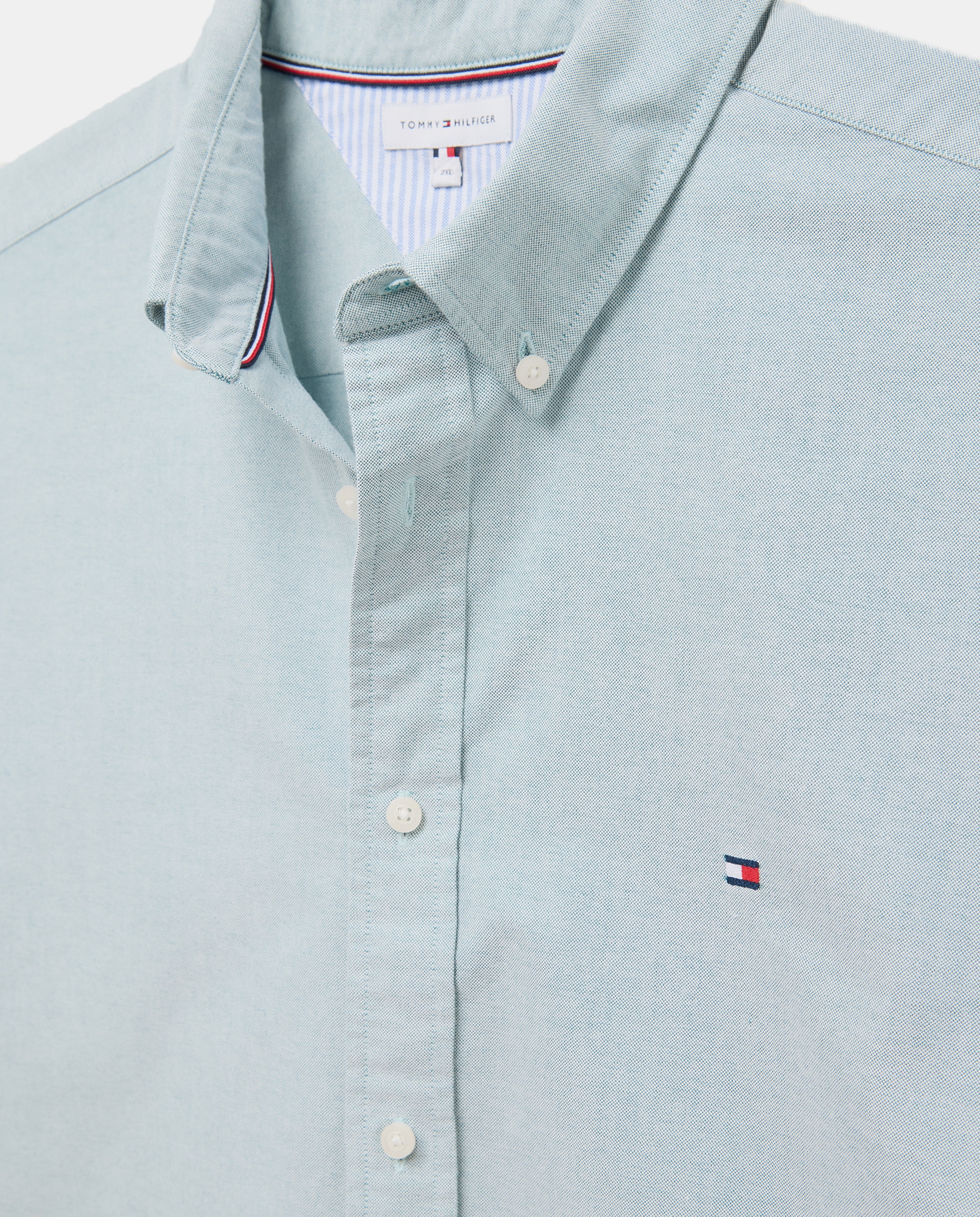 Imagen 5 de Camisa de hombre de manga larga lisa tipo Oxford tallas grandes - Tommy Hilfiger - Verde Verde