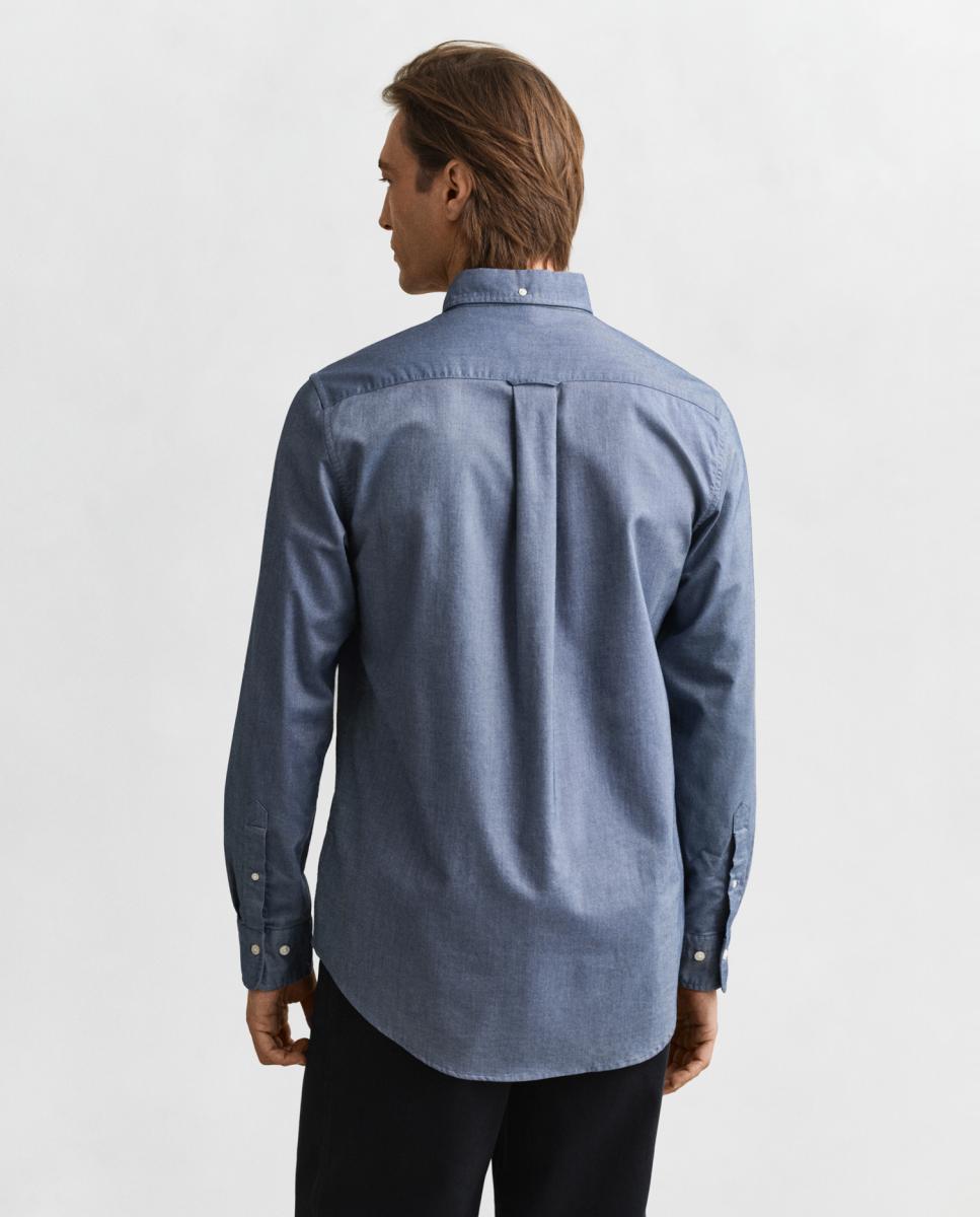 Camisa de corte regular lisa de hombre tallas grandes - Azul Azul-2